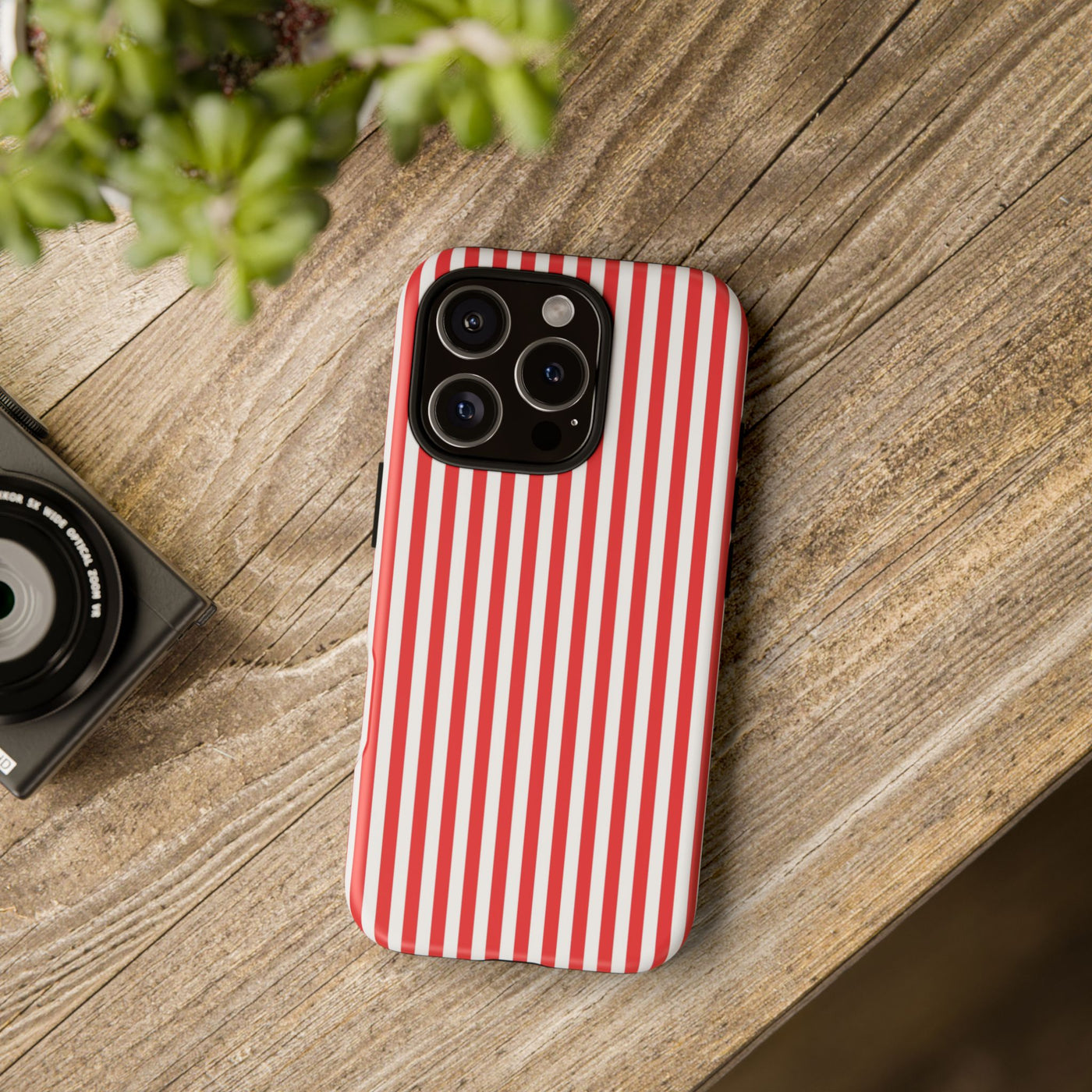 Tough Premium Poppy Red Stripes Phone Case Gift for Her - For Apple iPhone 16 Pro Max 16e iPhone 15 Pro iPhone Iphone 14 Plus 13 Pro 12 SE XR - Studio40ParkLane