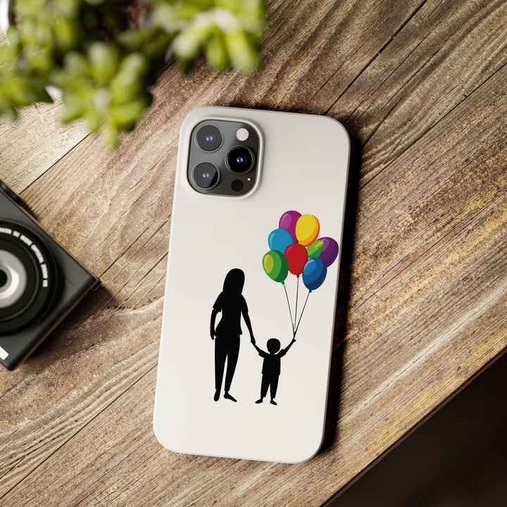 Slim Mother Child Balloons Gift for Her Cute Phone Cases for Iphone 16 Pro Max | iPhone 15 Case | iPhone 15 Pro Max Case, Iphone 14, 13, 12, 11, 10, 8, 7 - Studio40ParkLane