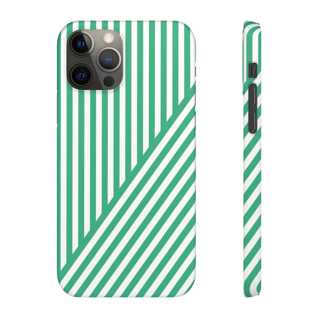Aesthetic Emerald Stripes Cute Phone Case Sleek Snap - For iPhone 17 Pro Max iPhone 16 Pro iPhone 15 Iphone 14 Plus 13 Pro 12 11 10 Gift