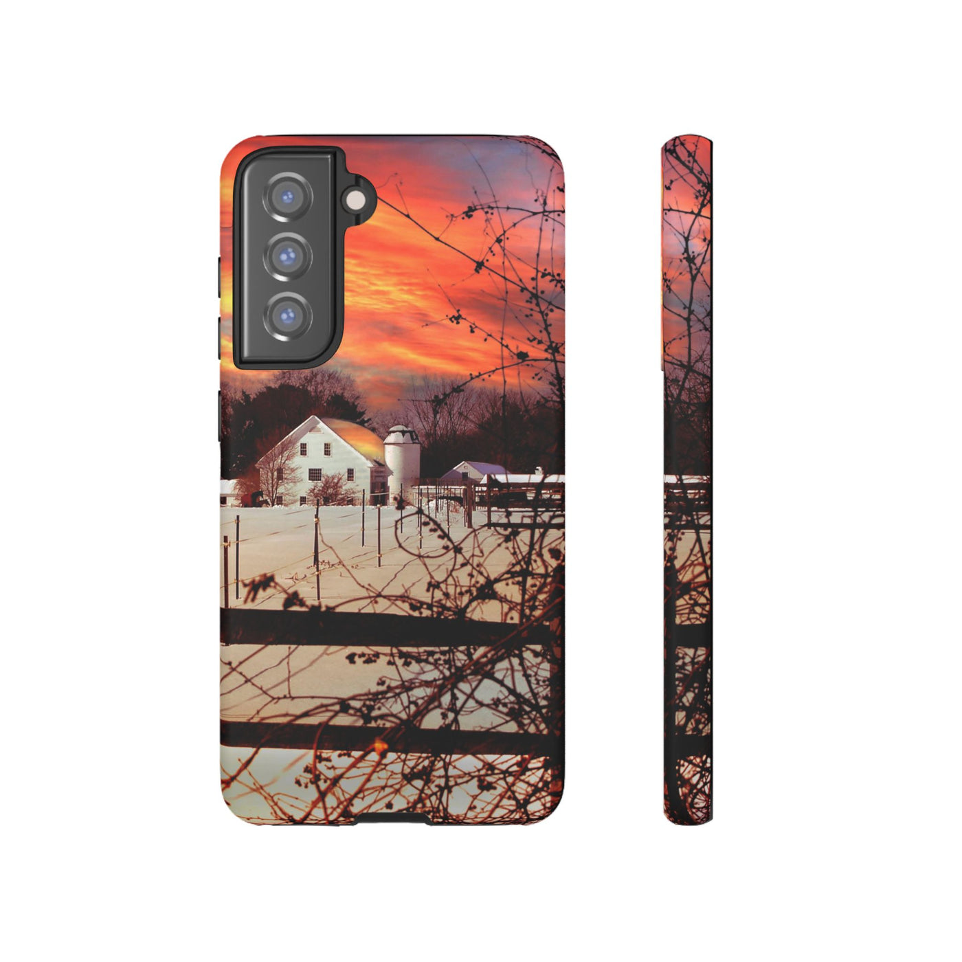 Impact Resistant, Winter Sunset Cute Phone Cases for Samsung S24, S23, S22, S21, IPhone 15 pro Iphone 14 pro Iphone 13 IPhone 12 Iphone 11