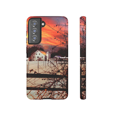 Impact Resistant, Winter Sunset Cute Phone Cases for Samsung S24, S23, S22, S21, IPhone 15 pro Iphone 14 pro Iphone 13 IPhone 12 Iphone 11