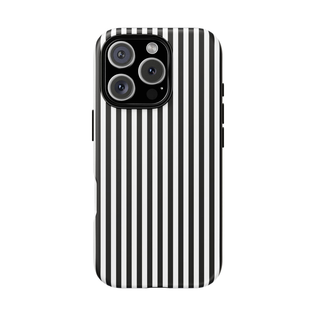 Tough Premium Black White Stripes Phone Case Gift for Her - For Apple iPhone 16 Pro Max 16e iPhone 15 Pro iPhone Iphone 14 Plus 13 Pro 12 SE XR - Studio40ParkLane