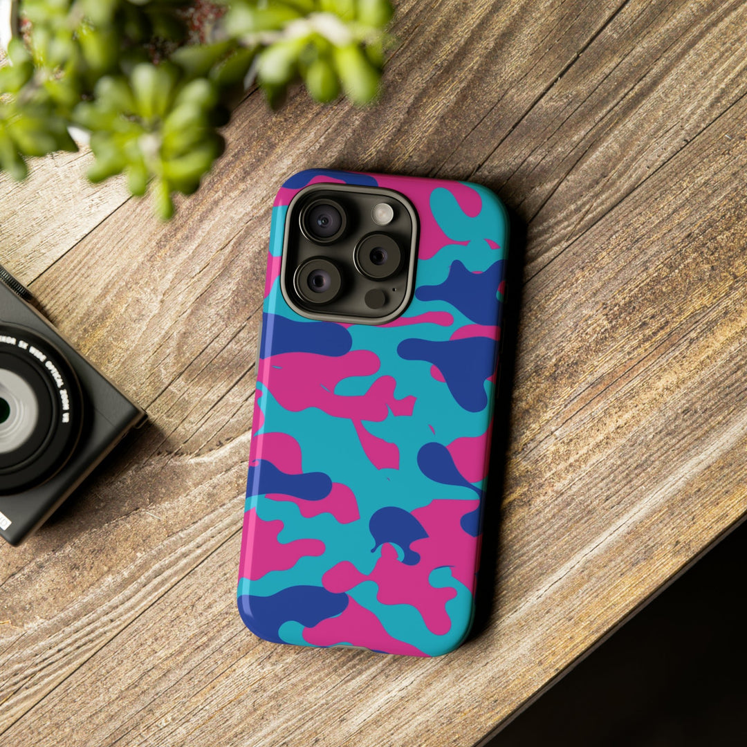 Cute IPhone Case | Blue Pink Camouflage, iPhone 15 Case | iPhone 15 Pro Case, Iphone 14 Case, Iphone 14 Pro Max Case, Protective Iphone Case - Studio40ParkLane