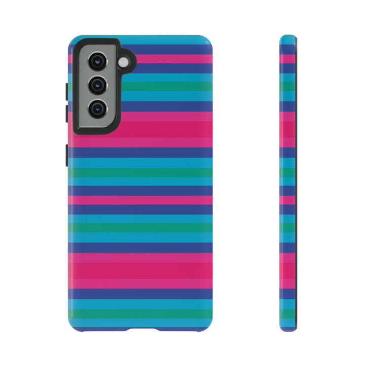 Cute Samsung Phone Case | Aesthetic Samsung Phone Case | Stripes Blue Pink | Galaxy S23, S22, S21, S20 | Luxury Double Layer | Cool - Studio40ParkLane