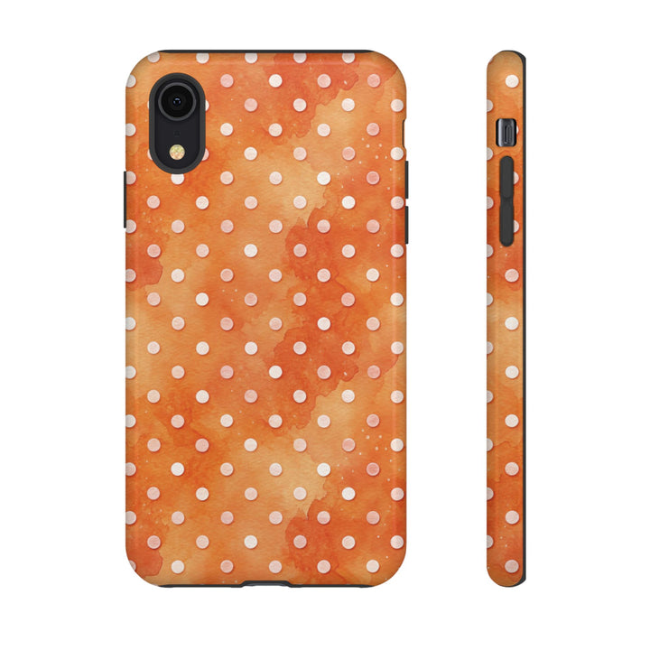 Aesthetic Tough Orange Polka Dots Watercolor Phone Case - For iPhone 17 Pro Max iPhone 16 Pro iPhone 15 Iphone 14 Plus 13 Pro 12 11 10 XR - Studio40ParkLane