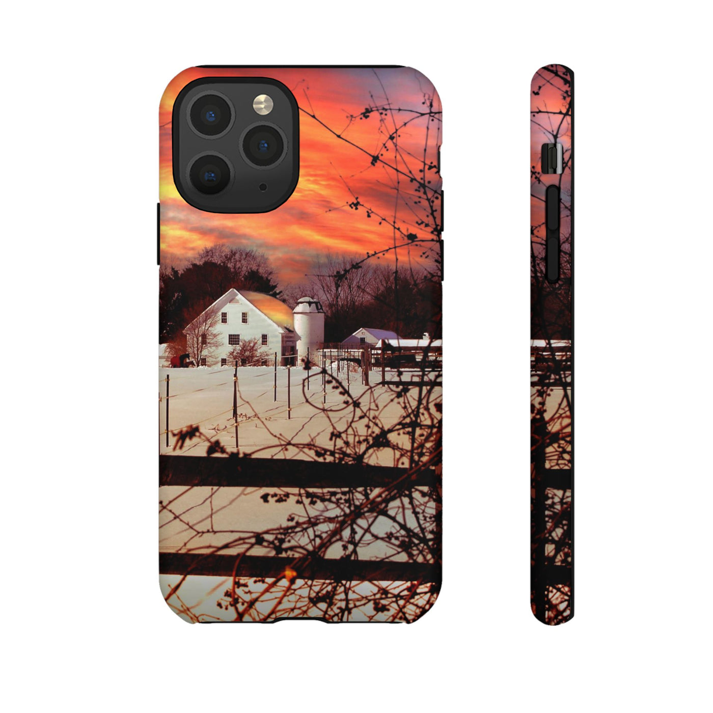 Impact Resistant, Winter Sunset Cute Phone Cases for Samsung S24, S23, S22, S21, IPhone 15 pro Iphone 14 pro Iphone 13 IPhone 12 Iphone 11