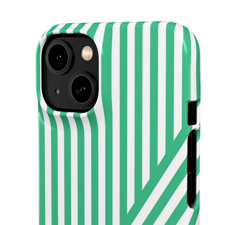 Aesthetic Emerald Stripes Cute Phone Case Sleek Snap - For iPhone 17 Pro Max iPhone 16 Pro iPhone 15 Iphone 14 Plus 13 Pro 12 11 10 Gift