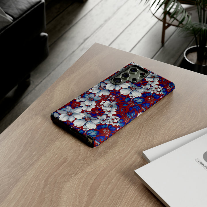Cute Samsung Phone Case | Aesthetic Samsung Phone Case | Galaxy S23, S22, S21, S20 | Red Blue Flowers, Protective Phone Case - Studio40ParkLane