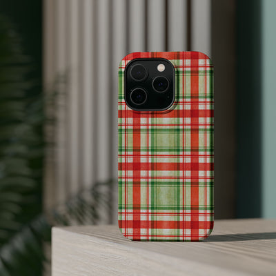 Aesthetic Tough Magsafe Red Green Checkered Phone Case - For iPhone 17 Pro Max iPhone 16 Pro iPhone 15 Iphone 14 Plus 13 Pro 12 11 10 - Studio40ParkLane