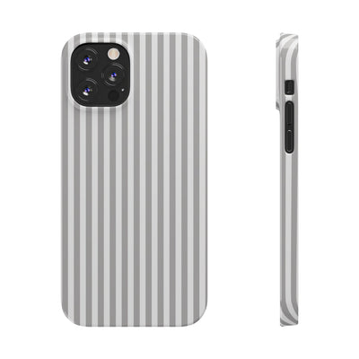 Slim Light Grey Striped Cute Phone Case for Iphone 16 - | iPhone 15 Pro Max Case | iPhone 14 Case Iphone 13 12 11 10 9 8 7 Gift for Her - Studio40ParkLane