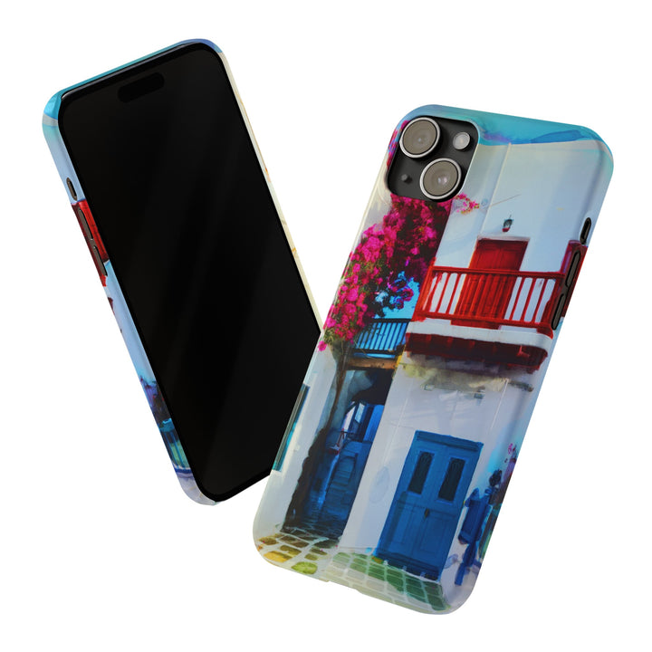 Slim Cute Phone Cases for Iphone | iPhone 15 Case | iPhone 15 Pro Max Case, Iphone 14, Iphone 14 Pro Max, Iphone 13, Colorful Greek Alley Watercolor - Studio40ParkLane