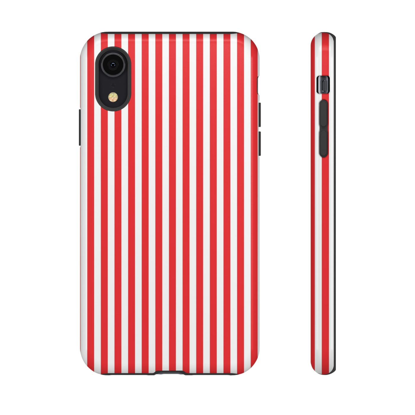 Tough Premium Poppy Red Stripes Phone Case Gift for Her - For Apple iPhone 16 Pro Max 16e iPhone 15 Pro iPhone Iphone 14 Plus 13 Pro 12 SE XR - Studio40ParkLane