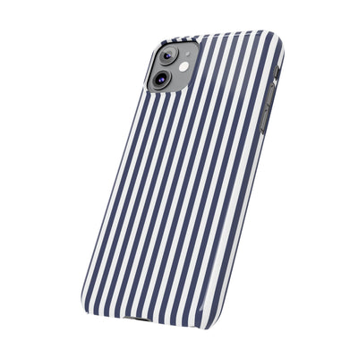 Slim Navy Blue Striped Cute Phone Case for Iphone 16 - | iPhone 15 Pro Max Case | iPhone 14 Case Iphone 13 12 11 10 9 8 7 XS X Gift for Her - Studio40ParkLane