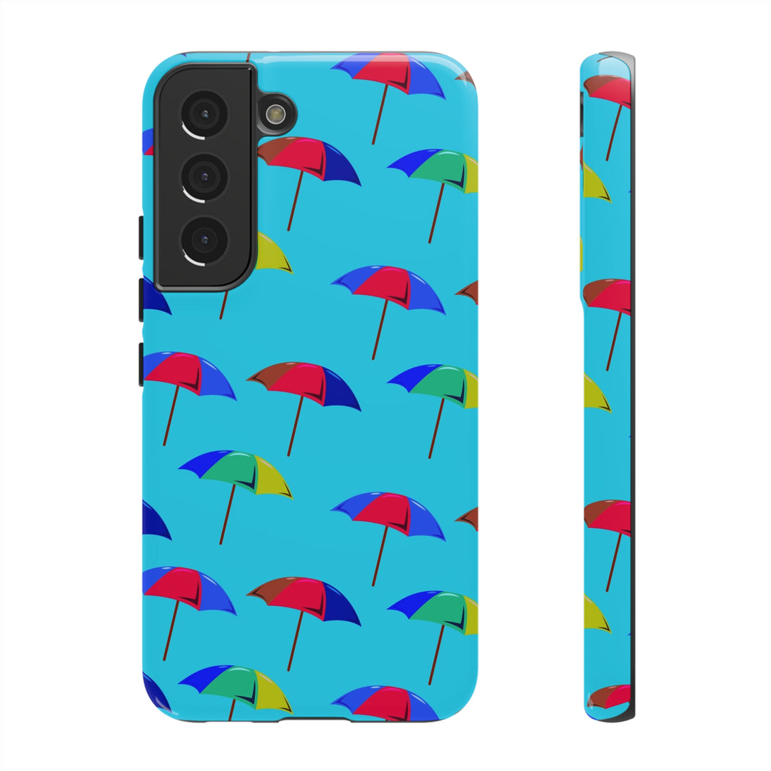Cute Samsung Phone Case | Aesthetic Samsung Phone Case | Galaxy S23, S22, S21, S20 | Colorful Beach Parasols Blue, Protective Phone Case - Studio40ParkLane