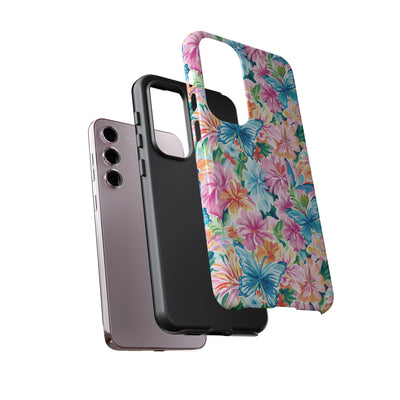 Premium Tough Butterflies Flowers Cute Phone Cases for Samsung S24, S23, S22, S21, S20, Plus and Ultra, Iphone 16 Pro Max,15, 14, 13, 12, 11, 10