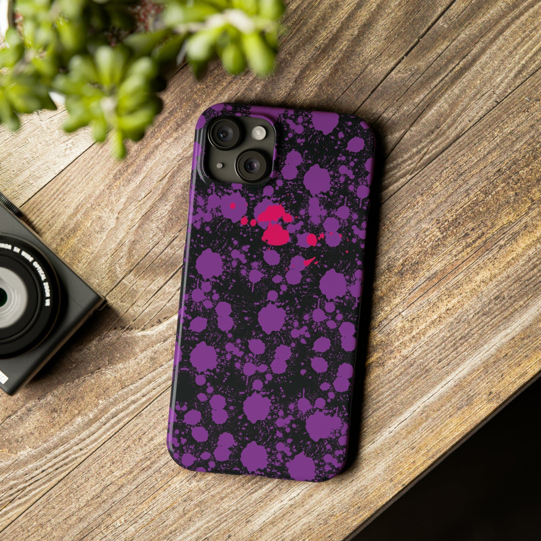 Slim Cute Phone Cases for Iphone - | iPhone 15 Case | iPhone 15 Pro Max Case, Iphone 14 Case, Iphone 14 Pro Max, Iphone 13, Purple Pink Paint Blots Splash - Studio40ParkLane