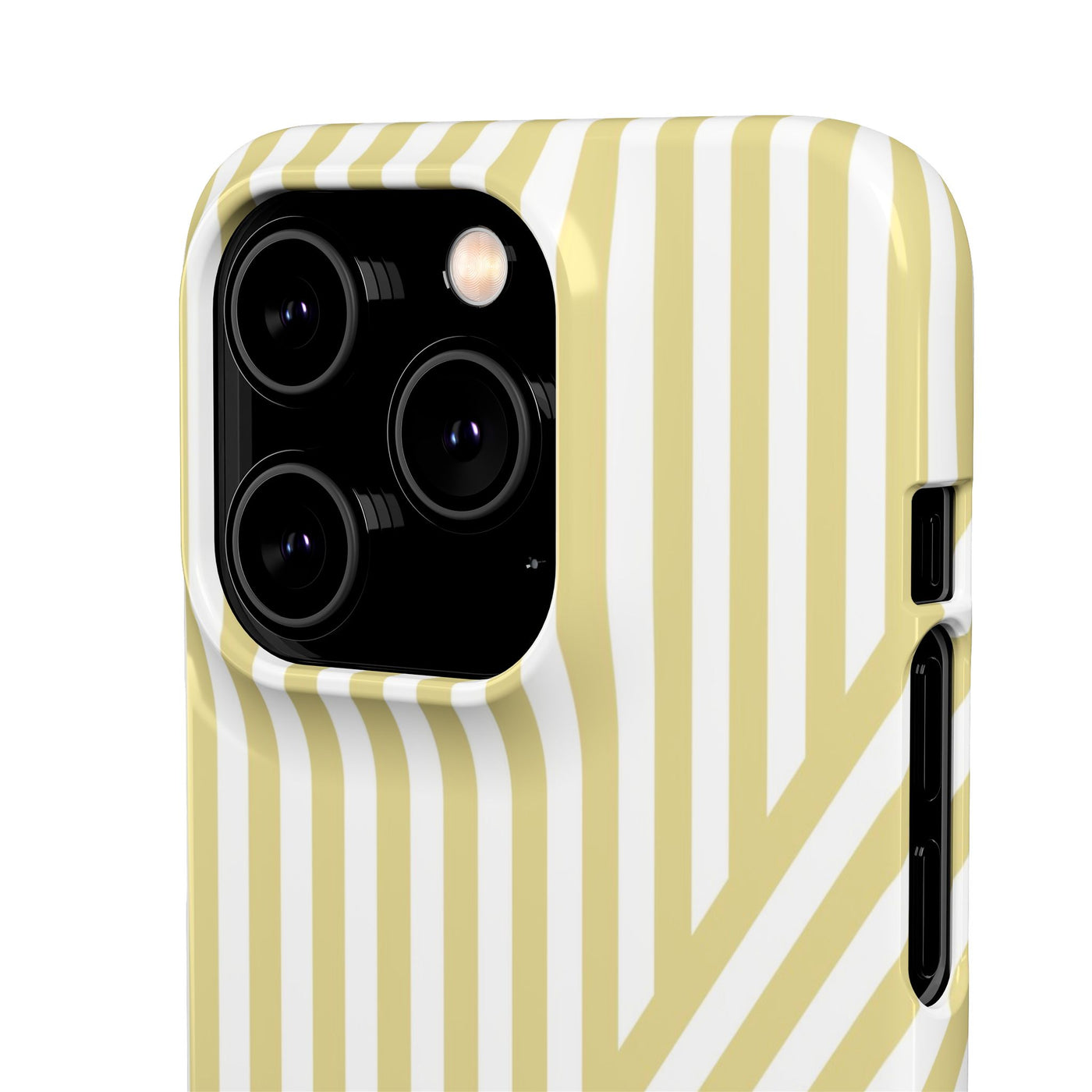 Aesthetic Yellow Beige Stripes Cute Phone Case Sleek Snap - For iPhone 17 Pro Max iPhone 16 Pro iPhone 15 Iphone 14 Plus 13 Pro 12 11 10 Gift