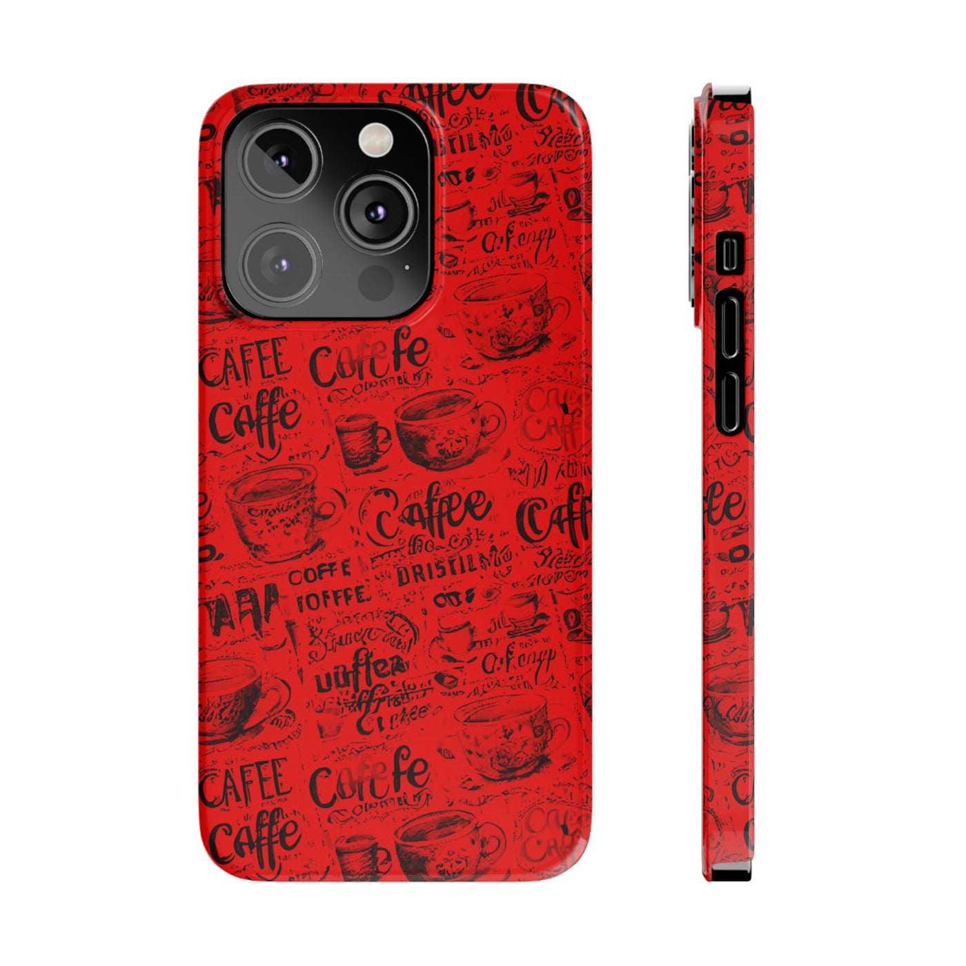 Slim Cute iPhone Cases - | iPhone 15 Case | iPhone 15 Pro Max Case, Iphone 14 Case, Iphone 14 Pro Max, Iphone 13, Red Black Coffee