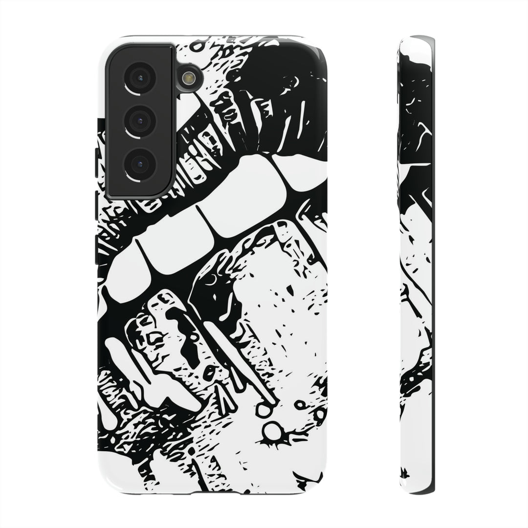 Cute Samsung Phone Case | Aesthetic Samsung Phone Case | Smile Lips Black White | Galaxy S23, S22, S21, S20 | Luxury Double Layer | Cool - Studio40ParkLane
