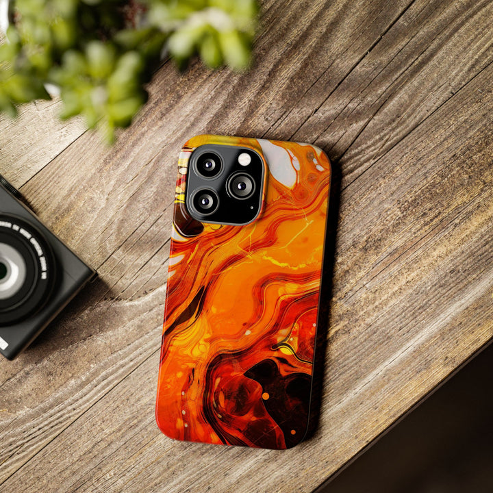 Slim Cute Phone Cases for Iphone - | iPhone 15 Case | iPhone 15 Pro Max Case, Iphone 14 Case, Iphone 14 Pro Max, Iphone 13, Marble Orange Yellow - Studio40ParkLane