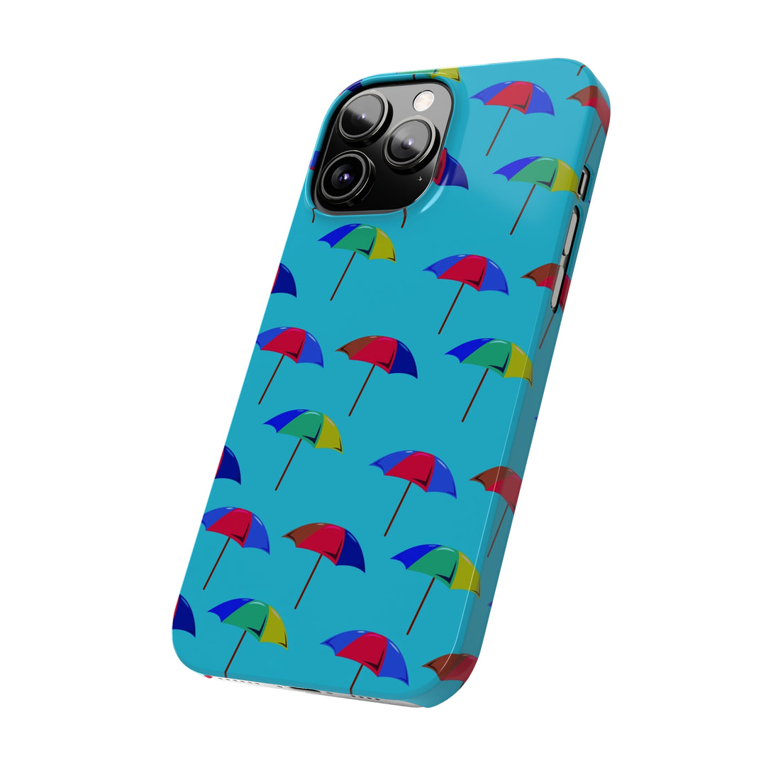 Slim Cute Phone Cases for Iphone - | iPhone 15 Case | iPhone 15 Pro Max Case, Iphone 14 Case, Iphone 14 Pro Max, Iphone 13, Colorful Beach Parasol Blue - Studio40ParkLane