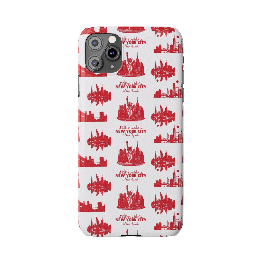 Slim New York Skyline Red Collage Coquette Gift for Her Cute Phone Cases for Iphone 16 Pro Max | iPhone 15 Case | iPhone 15 Pro Max Case, Iphone 14, Iphone 14 Pro Max, Iphone 13 12 11 8 7 - Studio40ParkLane