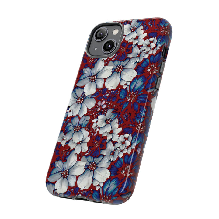 Cute IPhone Case | Red Blue Flowers, iPhone 15 Case | iPhone 15 Pro Case, Iphone 14 Case, Iphone 14 Pro Max Case, Protective Iphone Case - Studio40ParkLane
