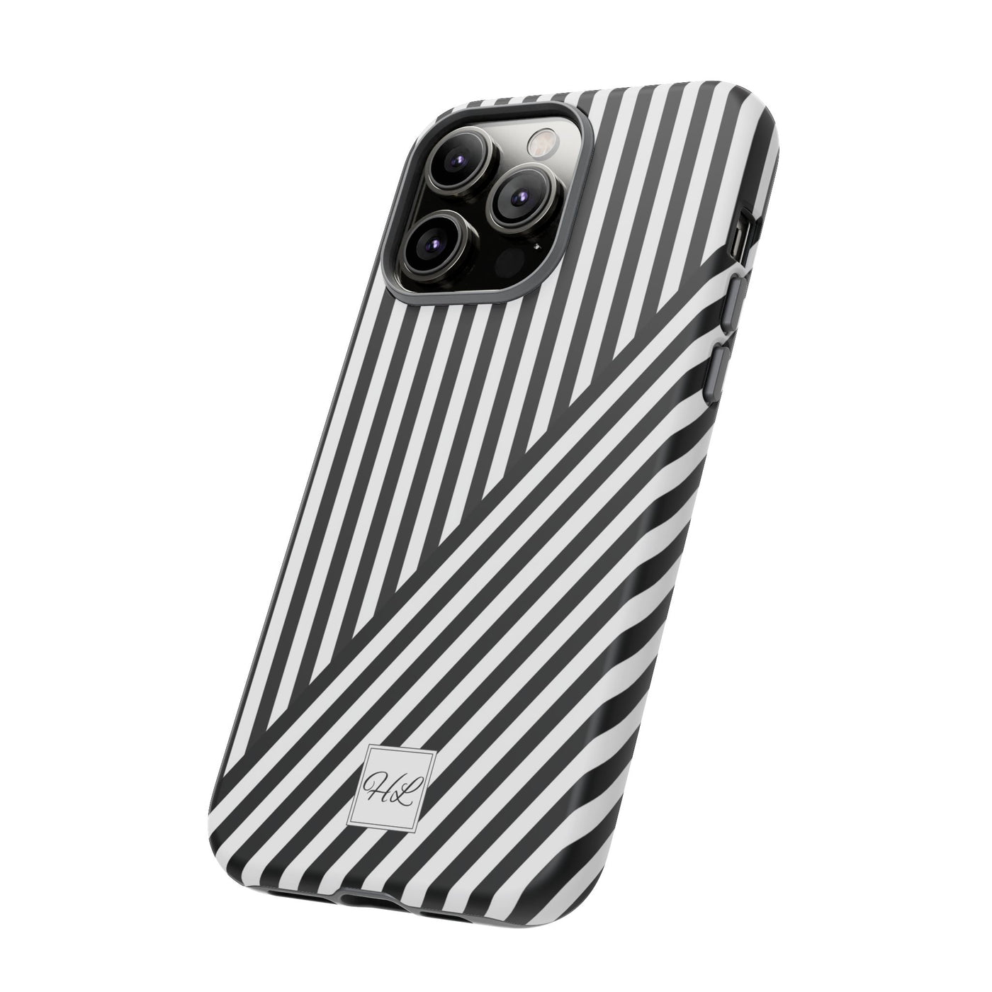 Custom Personalized Aesthetic Stripes Black White Tough Phone Case - For iPhone 17 Pro Max iPhone 16 Pro iPhone 15 Iphone 14 Plus 13 12 11 - Studio40ParkLane