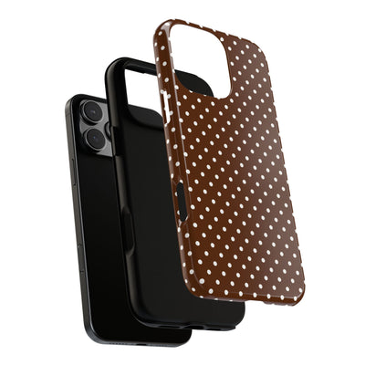 Aesthetic Tough Mocha Brown Polka Dots Premium Phone Case - For iPhone 17 Pro Max iPhone 16 Pro iPhone 15 Iphone 14 Plus 13 Pro 12 11 10 - Studio40ParkLane