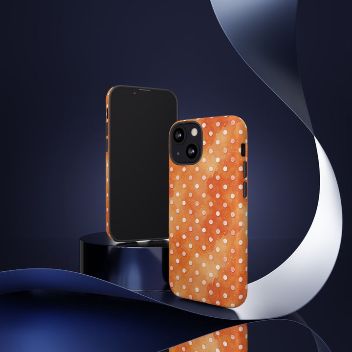 Aesthetic Tough Orange Polka Dots Watercolor Phone Case - For iPhone 17 Pro Max iPhone 16 Pro iPhone 15 Iphone 14 Plus 13 Pro 12 11 10 XR - Studio40ParkLane
