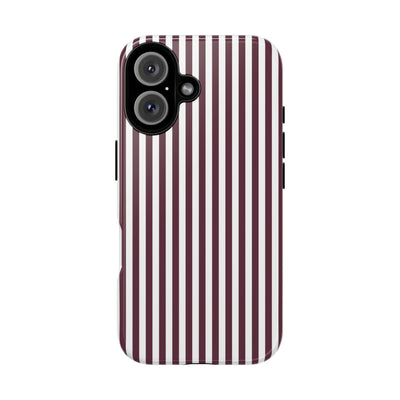 Tough Premium Burgundy Stripes Phone Case Gift for Her - For Apple iPhone 16 Pro Max 16e iPhone 15 Pro iPhone Iphone 14 Plus 13 Pro 12 SE XR - Studio40ParkLane