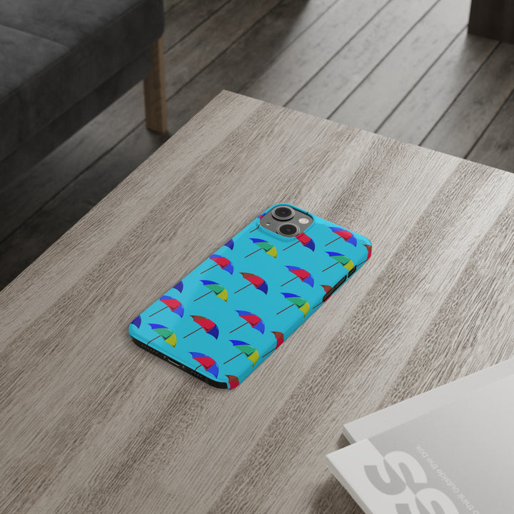 Slim Cute Phone Cases for Iphone - | iPhone 15 Case | iPhone 15 Pro Max Case, Iphone 14 Case, Iphone 14 Pro Max, Iphone 13, Colorful Beach Parasol Blue - Studio40ParkLane