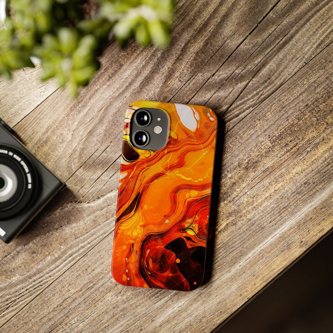 Slim Cute Phone Cases for Iphone - | iPhone 15 Case | iPhone 15 Pro Max Case, Iphone 14 Case, Iphone 14 Pro Max, Iphone 13, Marble Orange Yellow - Studio40ParkLane