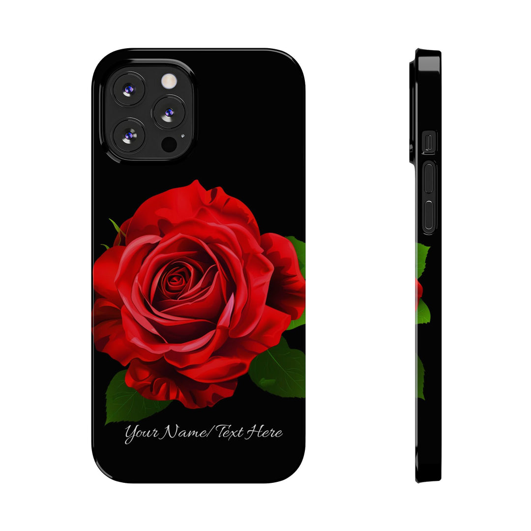 Slim Custom Personalized Red Rose Flowers Gift for Her Cute Phone Cases for Iphone 16 Pro Max | iPhone 15 Case | iPhone 15 Pro Max Case, Iphone 14, Iphone 14 Pro Max, Iphone 13 12 11 8 7 - Studio40ParkLane