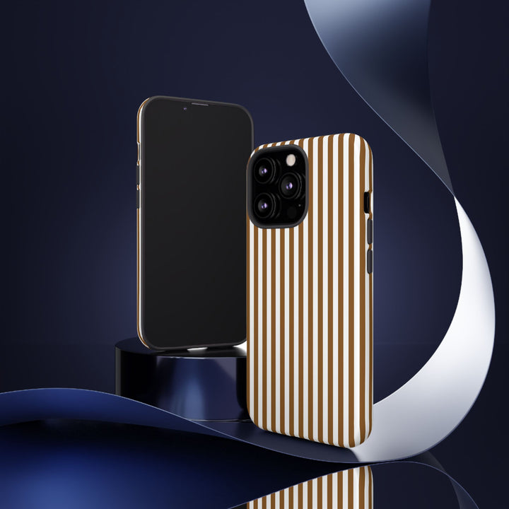 Tough Premium Mocca Brown Stripes Phone Case Gift for Her - For Apple iPhone 16 Pro Max 16e iPhone 15 Pro iPhone Iphone 14 Plus 13 Pro 12 SE XR - Studio40ParkLane