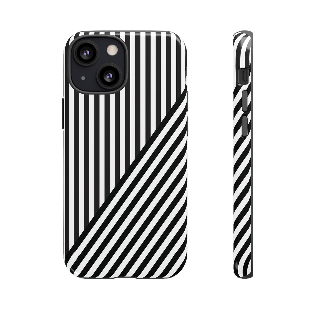 Aesthetic Tough Black White Stripes Phone Case - For iPhone 17 Pro Max iPhone 16 Pro iPhone 15 Iphone 14 Plus 13 Pro 12 11 10 XR - Studio40ParkLane