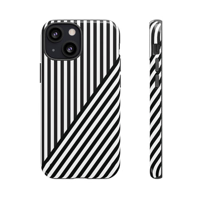 Aesthetic Tough Black White Stripes Phone Case - For iPhone 17 Pro Max iPhone 16 Pro iPhone 15 Iphone 14 Plus 13 Pro 12 11 10 XR - Studio40ParkLane