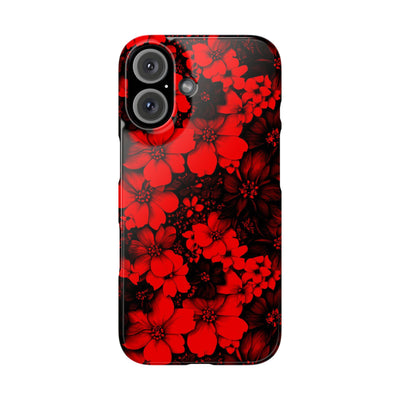 Slim Cute iPhone Cases - | iPhone 15 Case | iPhone 15 Pro Max Case, Iphone 14 Case, Iphone 14 Pro Max, Iphone 13, Red Black Flowers