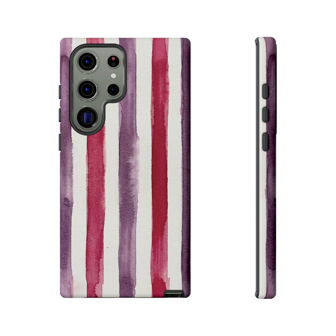 Tough Cute Wine Red Purple Stripes Phone Case, for IPhone 17 Pro Max | Iphone 17 Air, Iphone 16, IPhone 15, 14 13 12, Samsung Galaxy S26, S25, S24, S23 - Studio40ParkLane