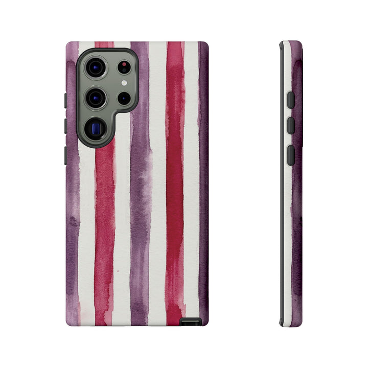 Tough Cute Wine Red Purple Stripes Phone Case, for IPhone 17 Pro Max | Iphone 17 Air, Iphone 16, IPhone 15, 14 13 12, Samsung Galaxy S26, S25, S24, S23 - Studio40ParkLane