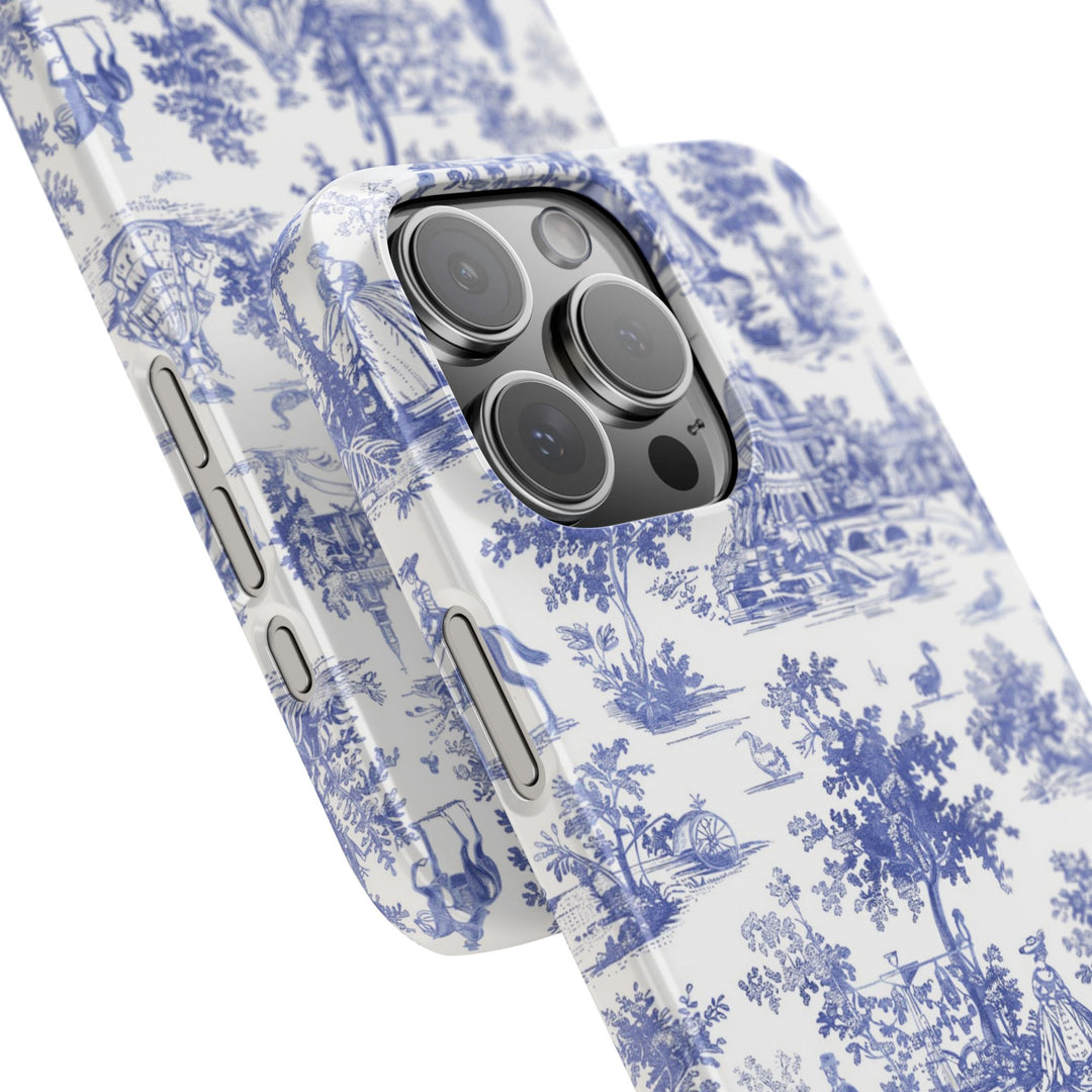 Slim Personalized Slim Blue Vintage French Toile Cute Phone Cases for Iphone 16 Pro Max | iPhone 15 Case | iPhone 15 Pro Max Case, Iphone 14, Iphone 14 Pro Max, Iphone 13 12 11 8 7 - Studio40ParkLane