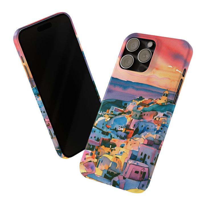 Slim Cute Phone Cases for Iphone | iPhone 15 Case | iPhone 15 Pro Max Case, Iphone 14, Iphone 14 Pro Max, Iphone 13, Colorful Greek House Watercolor - Studio40ParkLane