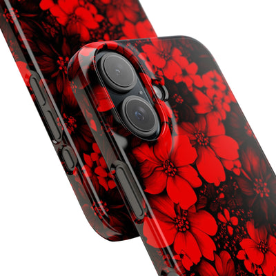 Slim Cute iPhone Cases - | iPhone 15 Case | iPhone 15 Pro Max Case, Iphone 14 Case, Iphone 14 Pro Max, Iphone 13, Red Black Flowers