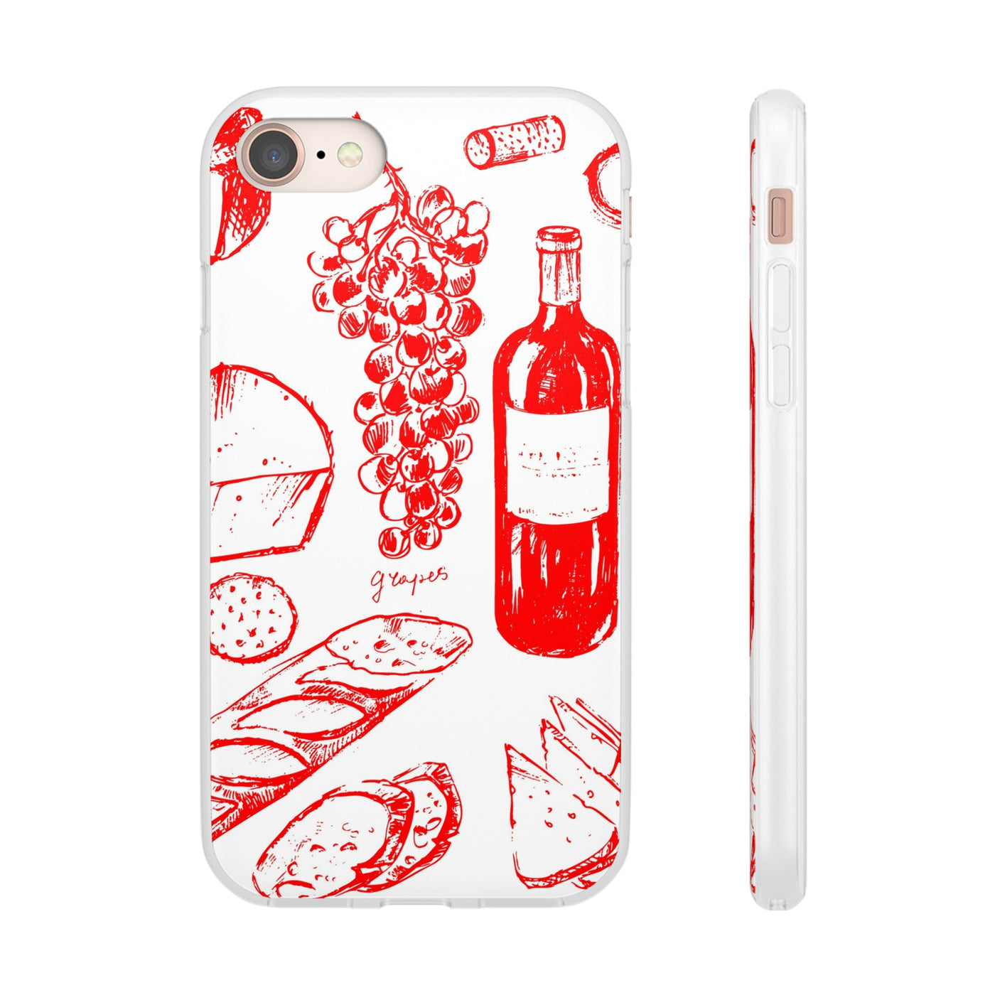 Cute Flexi Phone Cases, French Food Wine Red, Compatible with Samsung Galaxy S23, Samsung S22, Samsung S21, Samsung S20, Galaxy S20 Ultra