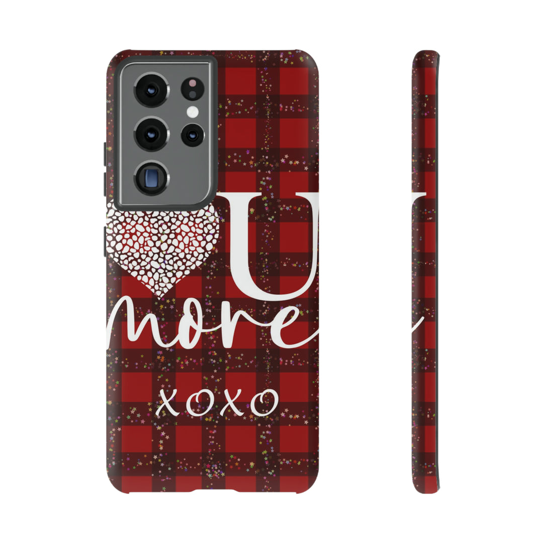 Cute Samsung Phone Cases, Designer Samsung Galaxy S23 Phone Case, Samsung S22 Case, Samsung S21 Case, Samsung S20 Case, Red Plaid Love You - Studio40ParkLane