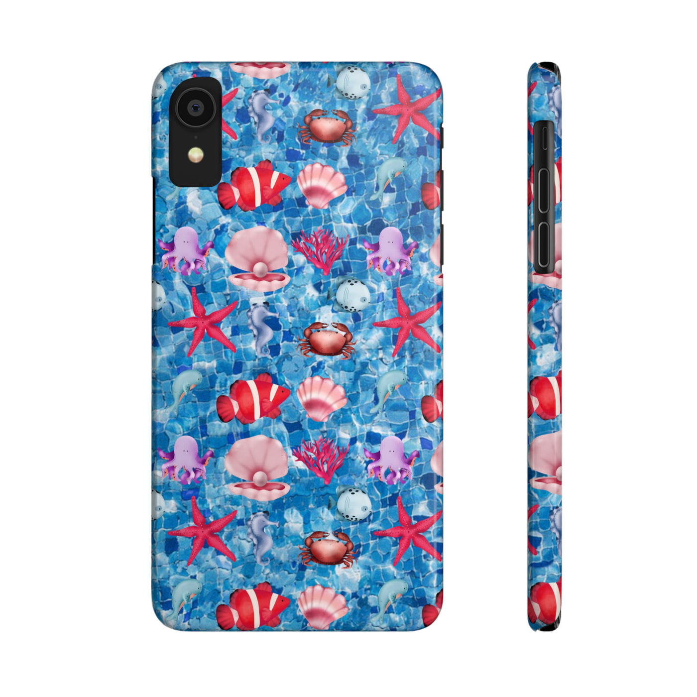 Slim Cute iPhone Cases - | iPhone 15 Case | iPhone 15 Pro Max Case, Iphone 14 Case, Iphone 14 Pro Max, Iphone 13, Blue Red Under Sea