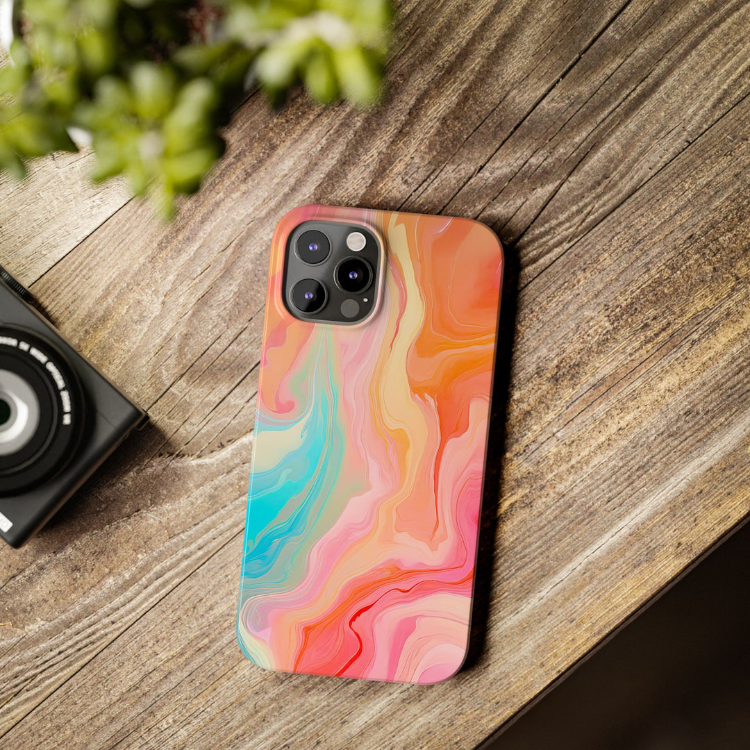 Slim Blue Pink Orange Marbled Cute Phone Cases for Iphone 16 Pro Max | iPhone 15 Case | iPhone 15 Pro Max Case, Iphone 14, Iphone 14 Pro Max, Iphone 13 12 11 8 7 - Studio40ParkLane