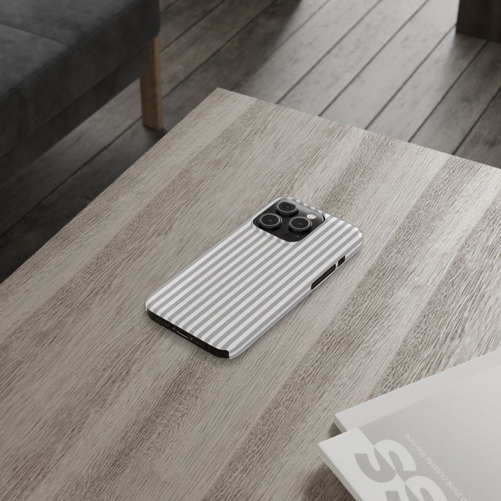 Slim Light Grey Striped Cute Phone Case for Iphone 16 - | iPhone 15 Pro Max Case | iPhone 14 Case Iphone 13 12 11 10 9 8 7 Gift for Her - Studio40ParkLane