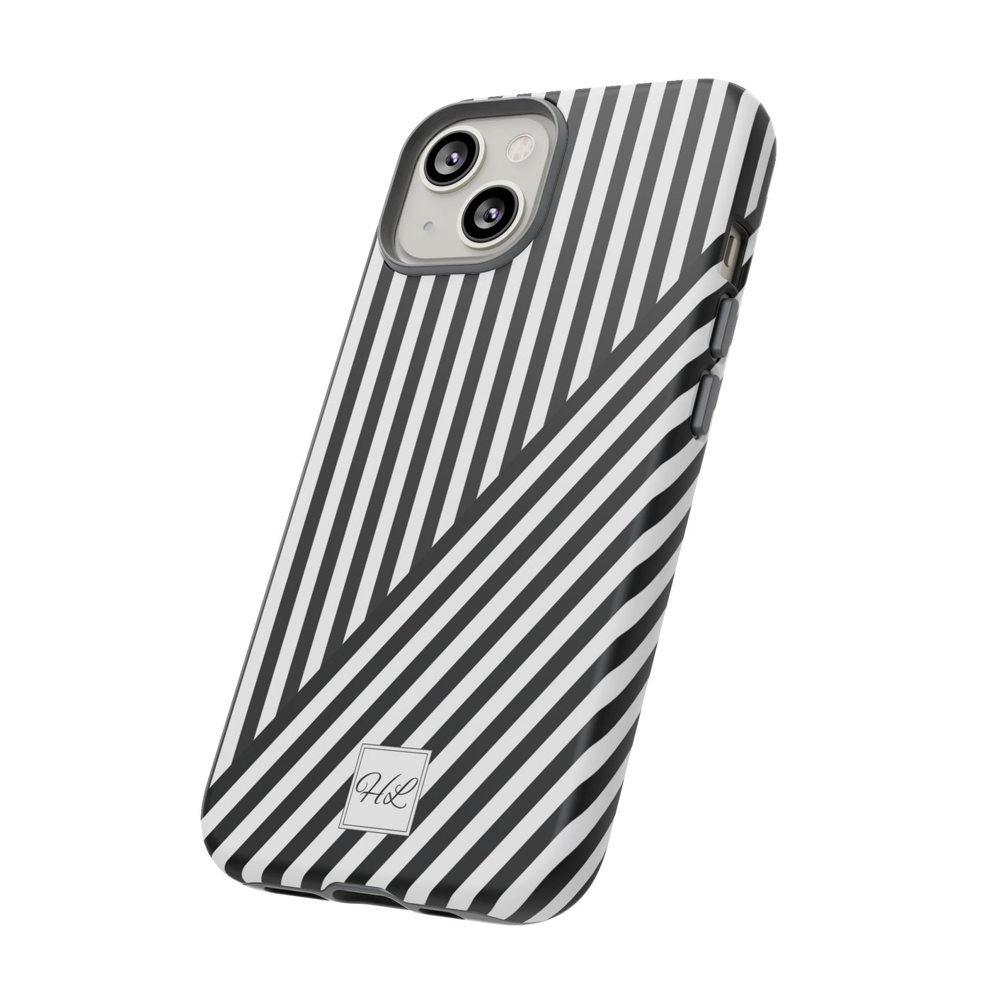 Custom Personalized Aesthetic Stripes Black White Tough Phone Case - For iPhone 17 Pro Max iPhone 16 Pro iPhone 15 Iphone 14 Plus 13 12 11 - Studio40ParkLane