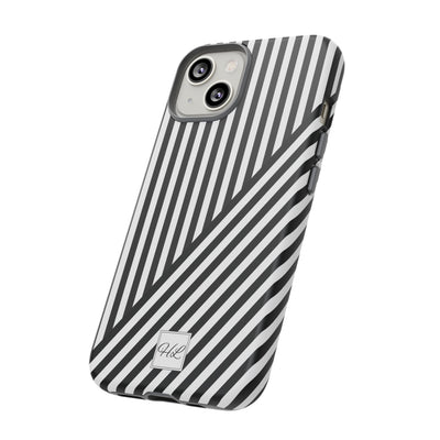 Custom Personalized Aesthetic Stripes Black White Tough Phone Case - For iPhone 17 Pro Max iPhone 16 Pro iPhone 15 Iphone 14 Plus 13 12 11 - Studio40ParkLane